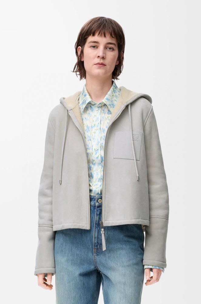 NIGO LOEWE 25AW Derby Suede Leather And Fur Beige Tellow Hair Suede Shearling Hooded Jacket #nigo332353