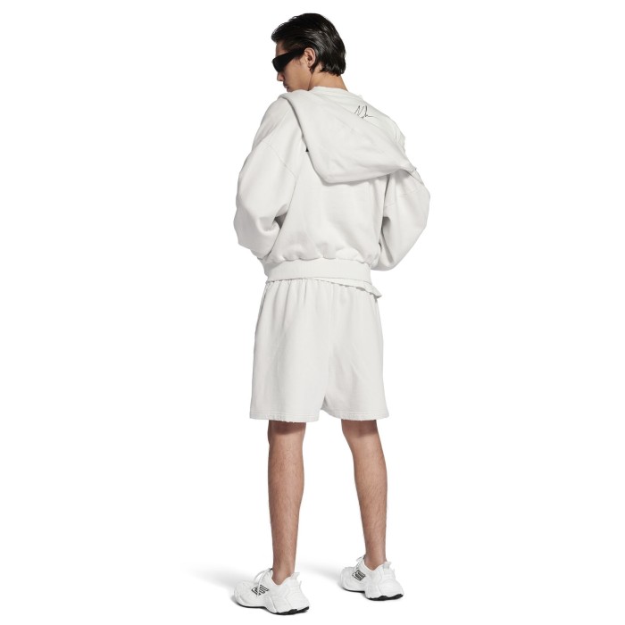NIGO Balenciaga 25FW New Letters Embroidered Logo Hooded Zipper Jacket Cotton Terry Fabric Loose Short Design Simple Embroidery Logo Finished Washing Old destruction Process #nigo332365