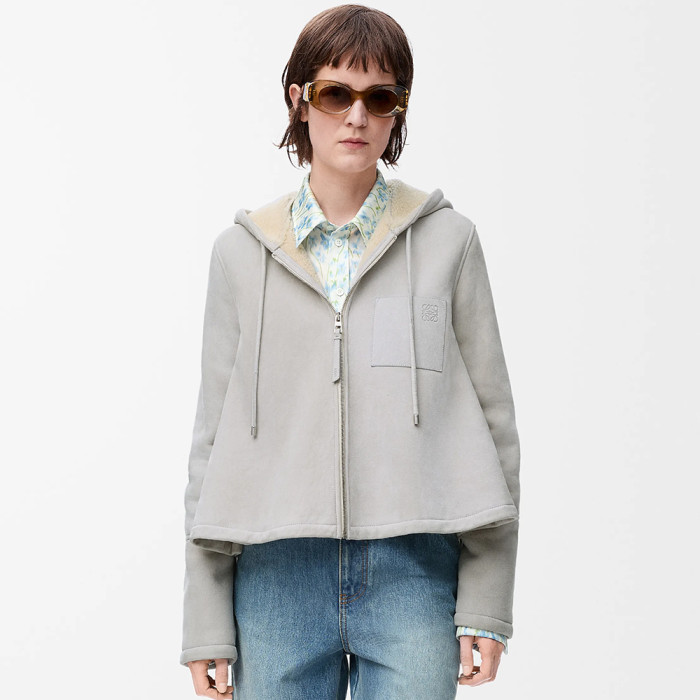 NIGO LOEWE 25AW Derby Suede Leather And Fur Beige Tellow Hair Suede Shearling Hooded Jacket #nigo332353