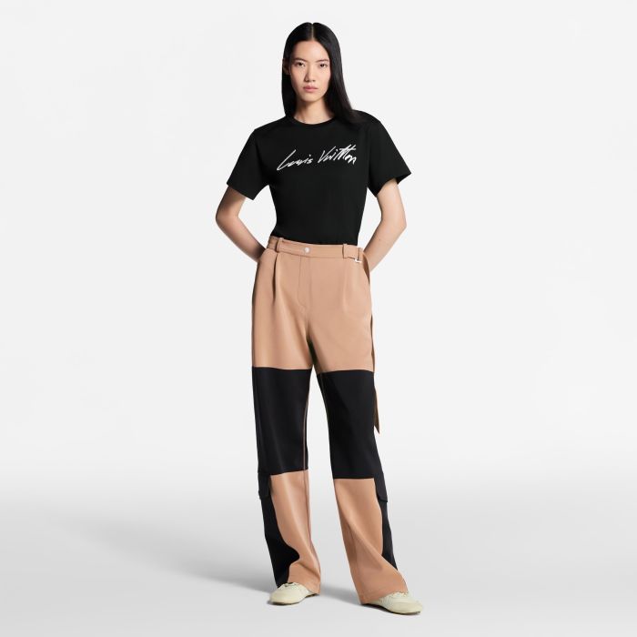 NIGO LOUIS VUITTON Women's and Men's Handwritten Logo T-shirt Simple Basic Style Embroidered letters ##nigo332341