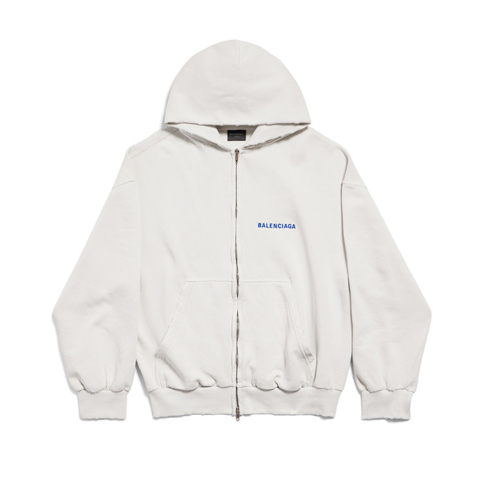 NIGO Balenciaga 25FW New Letters Embroidered Logo Hooded Zipper Jacket Cotton Terry Fabric Loose Short Design Simple Embroidery Logo Finished Washing Old destruction Process #nigo332365