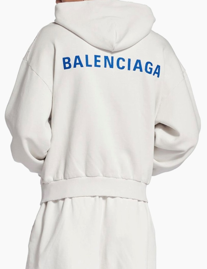 NIGO Balenciaga 25FW New Letters Embroidered Logo Hooded Zipper Jacket Cotton Terry Fabric Loose Short Design Simple Embroidery Logo Finished Washing Old destruction Process #nigo332365