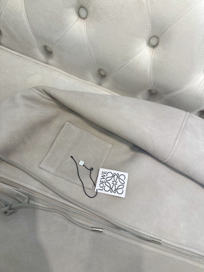 NIGO LOEWE 25AW Derby Suede Leather And Fur Beige Tellow Hair Suede Shearling Hooded Jacket #nigo332353