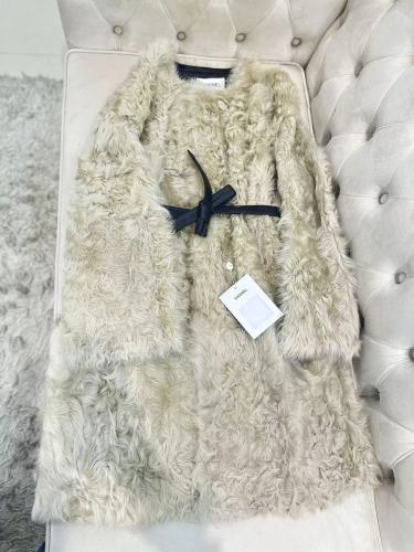 NIGO Chanel Soft Gold Little Lake Sheep Reversible Fur Coat Casual Loose Minimalist Jacket Belted Fleece Jacket #nigo332355