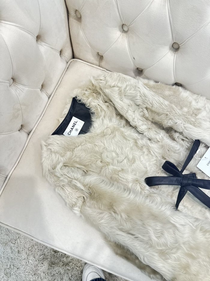 NIGO Chanel Soft Gold Little Lake Sheep Reversible Fur Coat Casual Loose Minimalist Jacket Belted Fleece Jacket #nigo332354