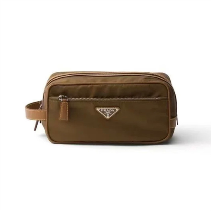 NIGO PRADA New Regenerated Nylon Enameled Triangle Logo Saffiano Leather Travel Storage Bag Toiletry Bag #nigo332316