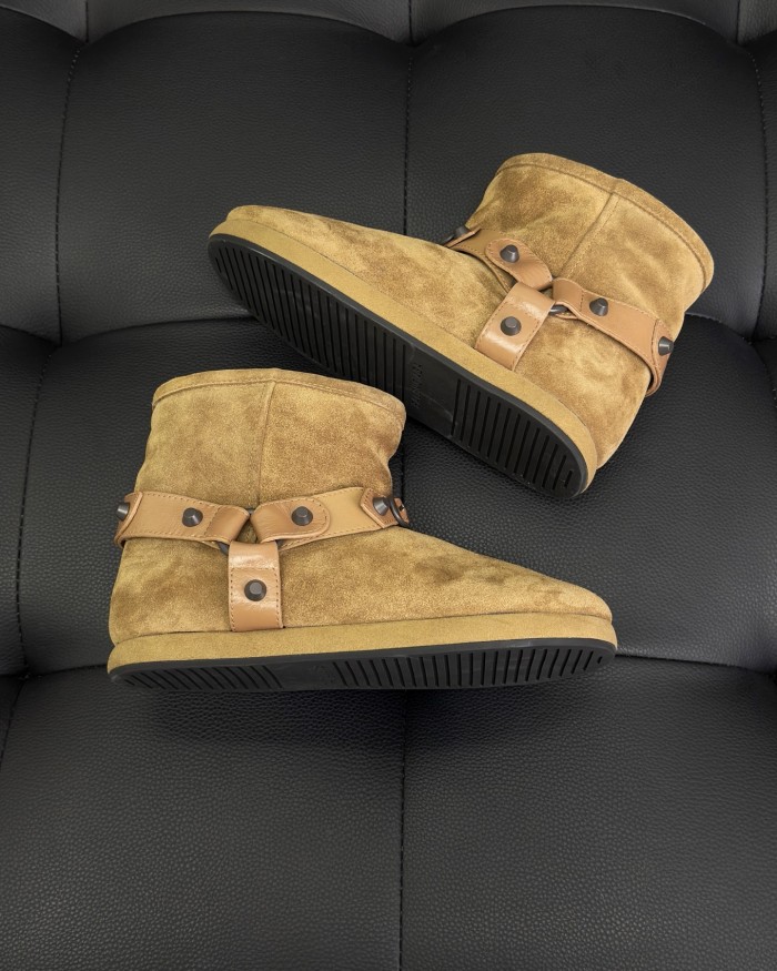 NIGO Balenciaga Alaska Soft Cow Split Leather Sleeve Round Toe Cowhide Leather Belt  Rivet Accessories Warm And Non-Slip #nigo332582