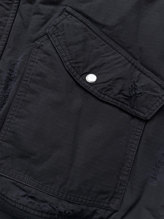NIGO Balenciaga Men's Big Destruction Distressed Flight Suit Hooded Lamb collar zippered jacket #nigo332593