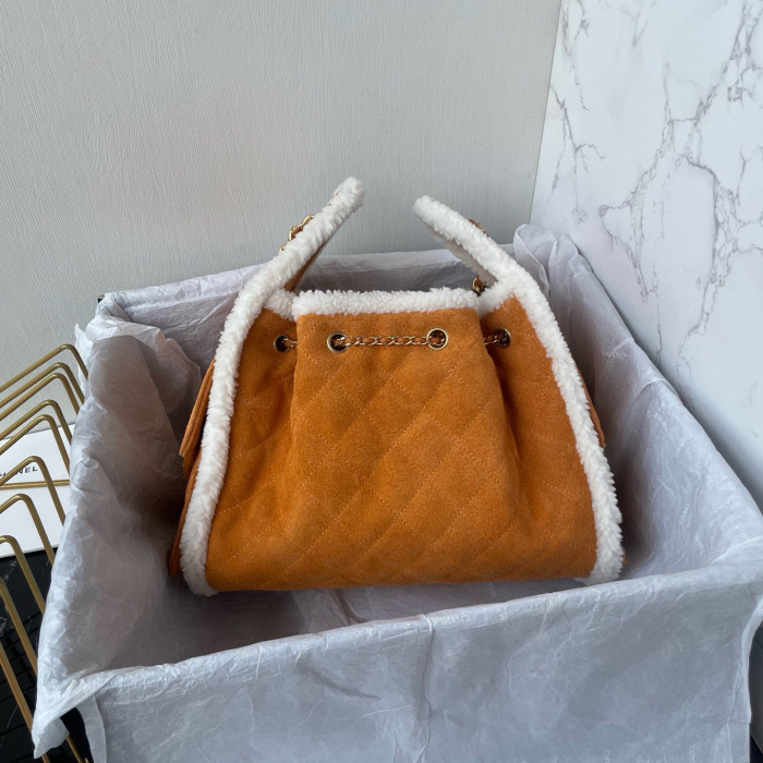 Chanel 25C Fall/Winter Catwalk Series Brand Logo Sheepskin Tote White Black Lattice Pattern Leather Through Chain Canvas Crossbody Shoulder Bag