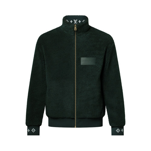 NIGO Louis Vuitton Women's and Men's Dark Green Suede Leather Label Teddy Velvet Suede Belted Jacket With Leather Patches #nigo332529