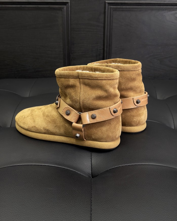 NIGO Balenciaga Alaska Soft Cow Split Leather Sleeve Round Toe Cowhide Leather Belt  Rivet Accessories Warm And Non-Slip #nigo332582