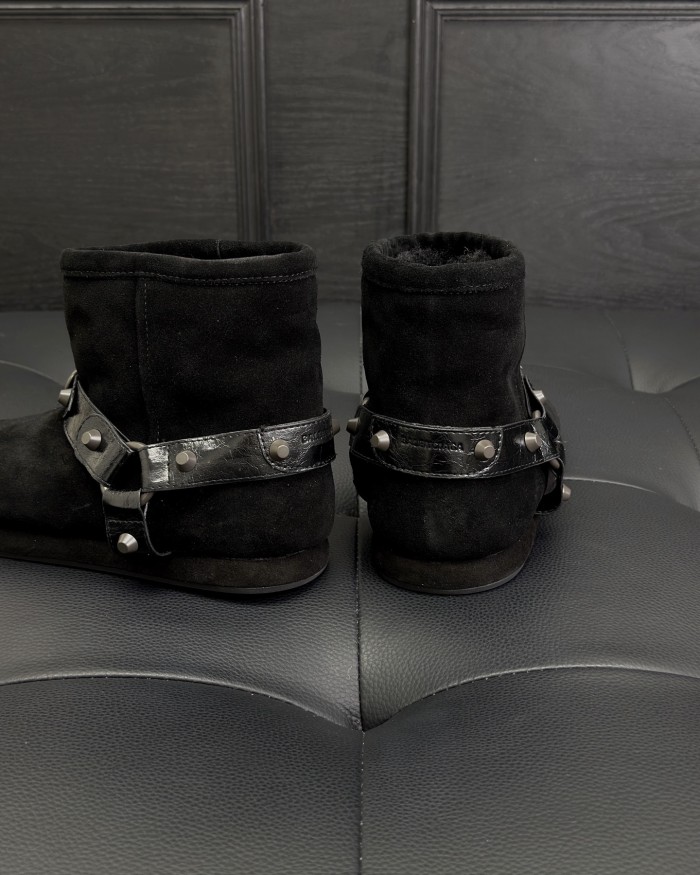 NIGO Balenciaga Alaska Soft Cow Split Leather Sleeve Round Toe Cowhide Leather Belt  Rivet Accessories Warm And Non-Slip #nigo332582
