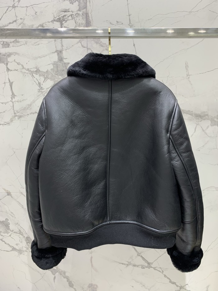 NIGO Chanel 25FW Tunic Jacket Reversible Shearling Black Merino Wool Women's Warm Retro Leather Jacket #nigo332447