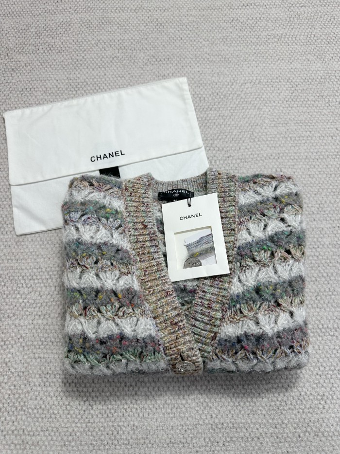 NIGO Chanel 25FW Multiple Color Block Cardigans Retro V-Neck Loose Contrast Striped Knitted Jacket #nigo332368