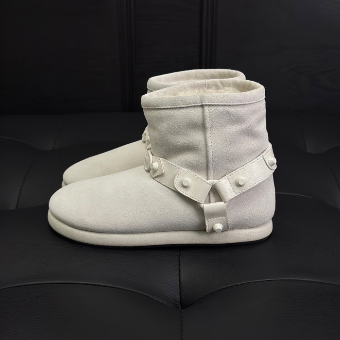 NIGO Balenciaga Alaska Soft Cow Split Leather Sleeve Round Toe Cowhide Leather Belt  Rivet Accessories Warm And Non-Slip #nigo332582