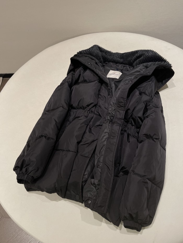 NIGO Moncler Women's Fall/Wimter Black Large Lapel Goose Down Jacket With Belt Nylon Short Style Light Jacket #nigo332539