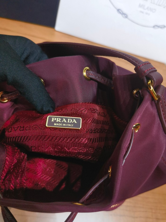 NIGO Prada Duet Recycled Nylon Bucket Bag Drawstring Closure Shoulder Bag #nigo332667