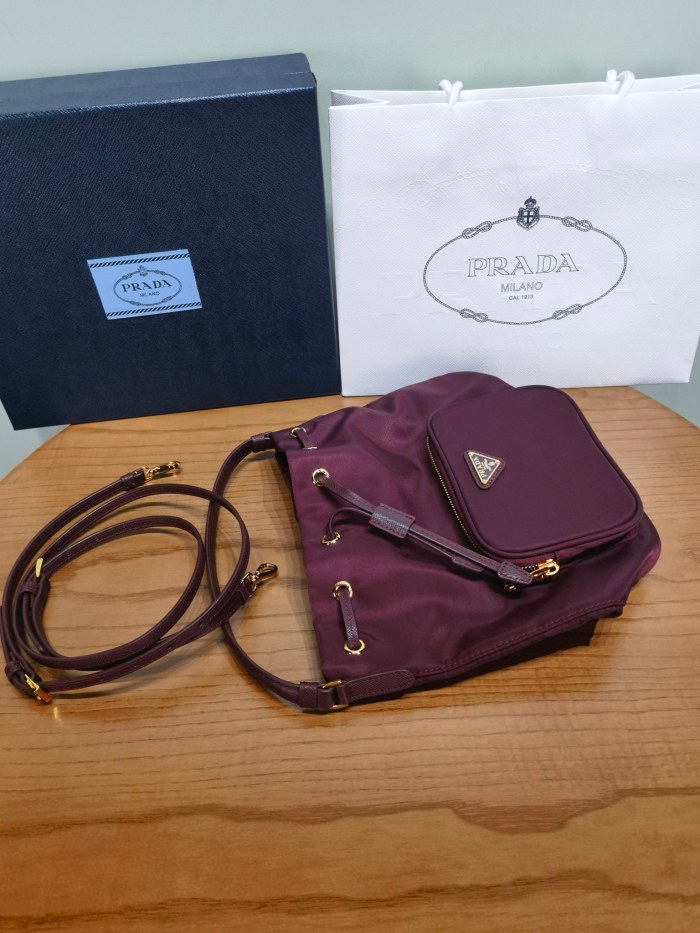 NIGO Prada Duet Recycled Nylon Bucket Bag Drawstring Closure Shoulder Bag #nigo332667