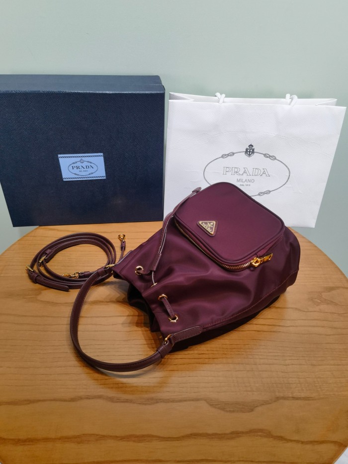 NIGO Prada Duet Recycled Nylon Bucket Bag Drawstring Closure Shoulder Bag #nigo332667
