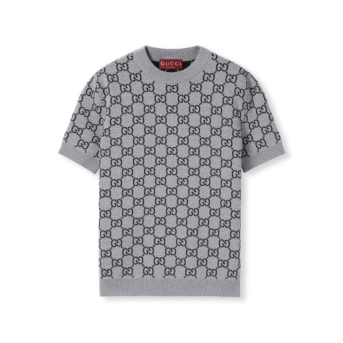 NIGO Gucci Gray And Black Reversible GG wool Jacquard Top Featuring Iconic GG Pattern #nigo332622