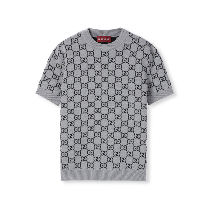 NIGO Gucci Gray And Black Reversible GG wool Jacquard Top Featuring Iconic GG Pattern #nigo332622