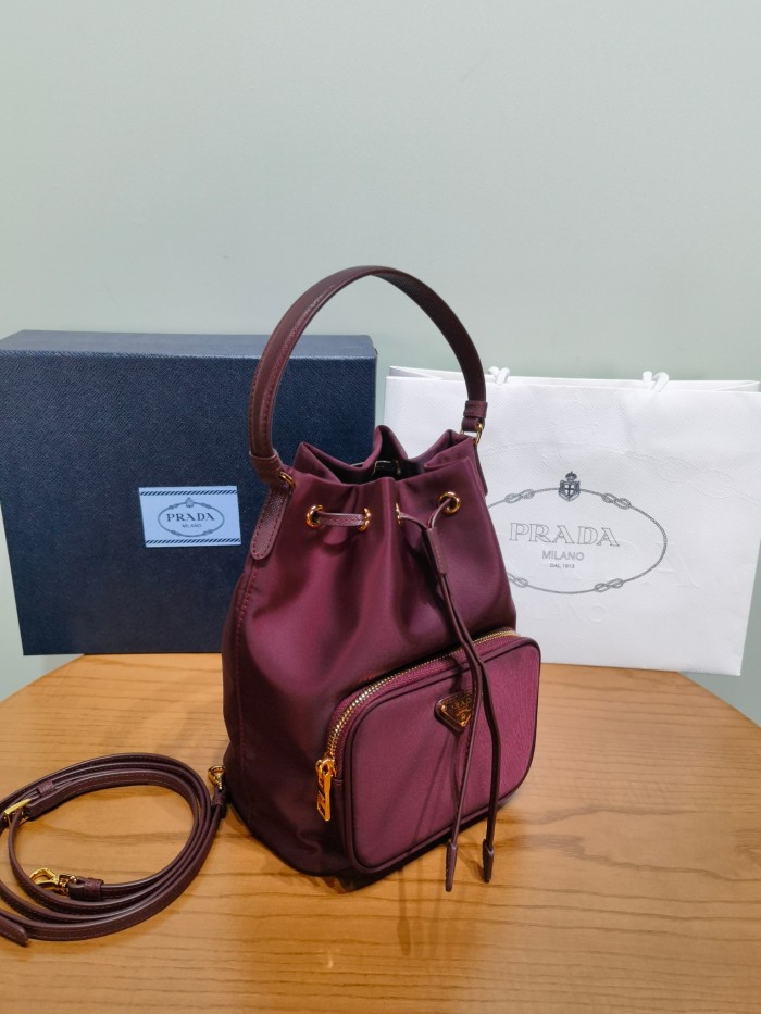 NIGO Prada Duet Recycled Nylon Bucket Bag Drawstring Closure Shoulder Bag #nigo332667