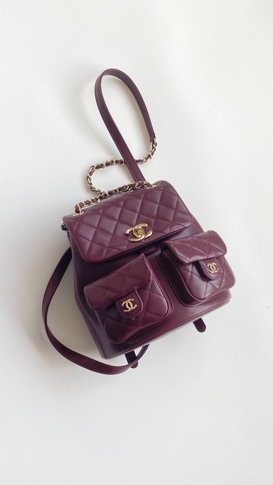 NIGO Chanel Women's Duma Bordeaux Red Leather Frog Large Backpack #nigo332640