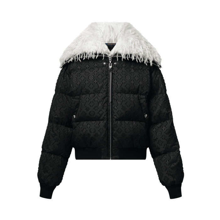 Louis Vuitton 25FW Monogram Dark Pattern Feather Collar Ski Jacket Loose Down Jacket