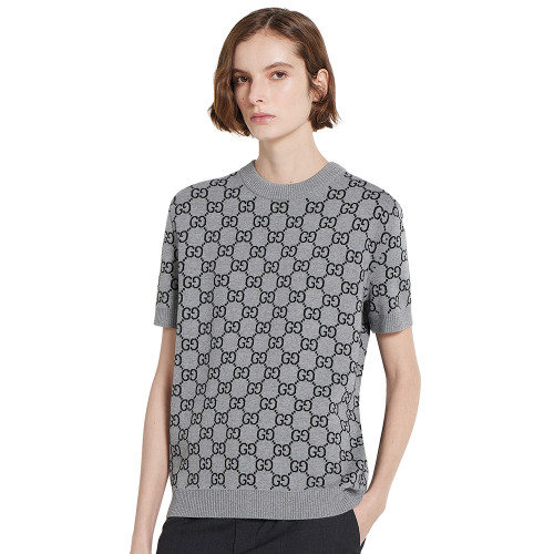 NIGO Gucci Gray And Black Reversible GG wool Jacquard Top Featuring Iconic GG Pattern #nigo332622