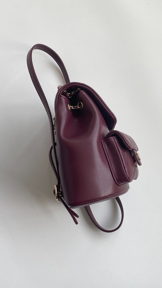 NIGO Chanel Women's Duma Bordeaux Red Leather Frog Large Backpack #nigo332640