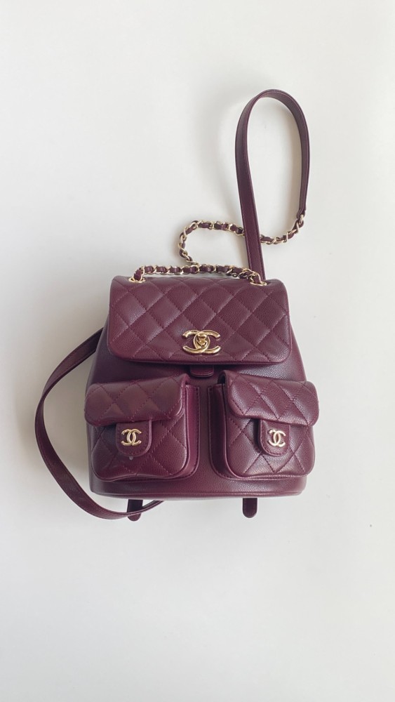 NIGO Chanel Women's Duma Bordeaux Red Leather Frog Large Backpack #nigo332640