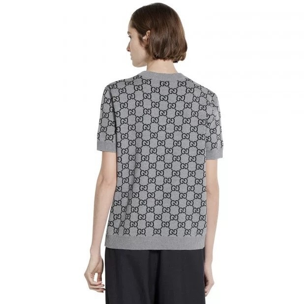 NIGO Gucci Gray And Black Reversible GG wool Jacquard Top Featuring Iconic GG Pattern #nigo332622