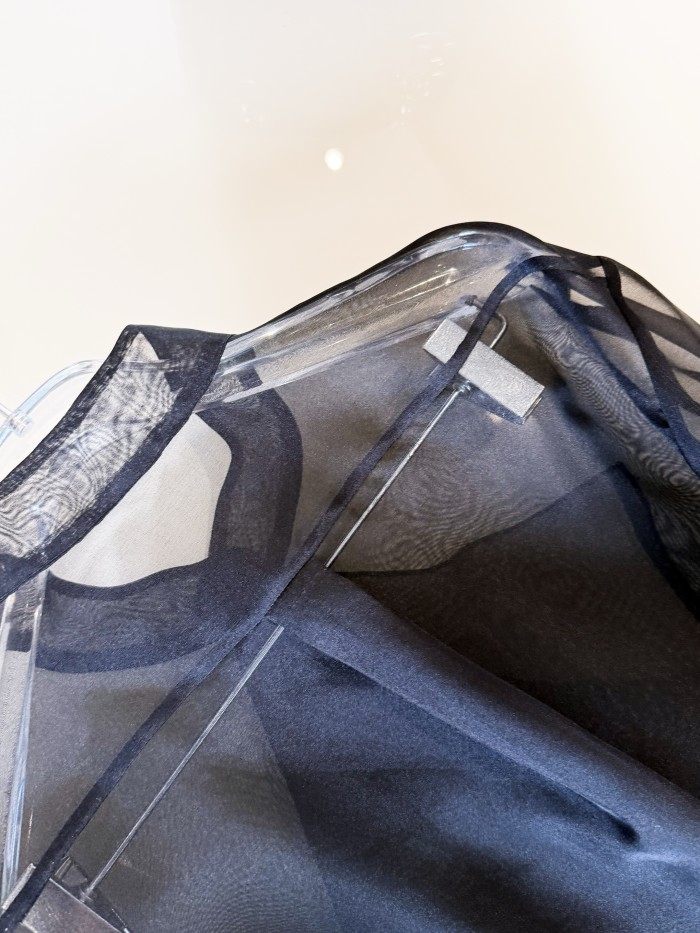 NIGO Dior Women's Translucent ShirtIn Black Mulberry Silk Organza Effect Fabric With Removable Ruffle Collar #nigo332636