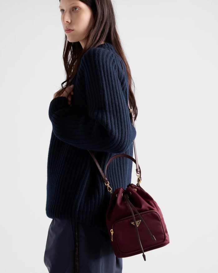 NIGO Prada Duet Recycled Nylon Bucket Bag Drawstring Closure Shoulder Bag #nigo332667