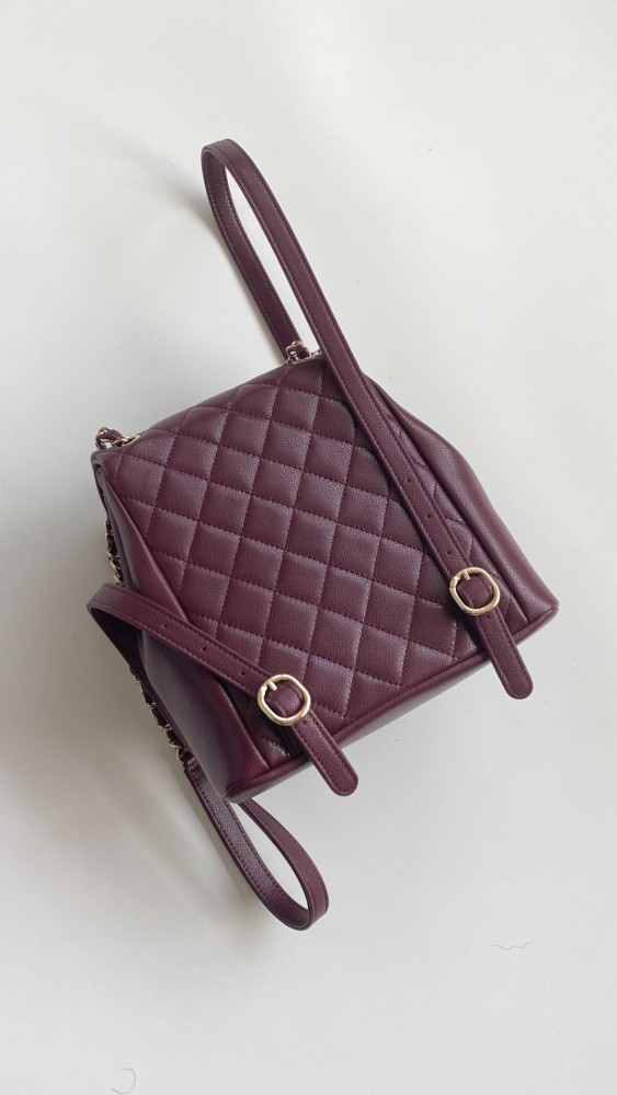 NIGO Chanel Women's Duma Bordeaux Red Leather Frog Large Backpack #nigo332640