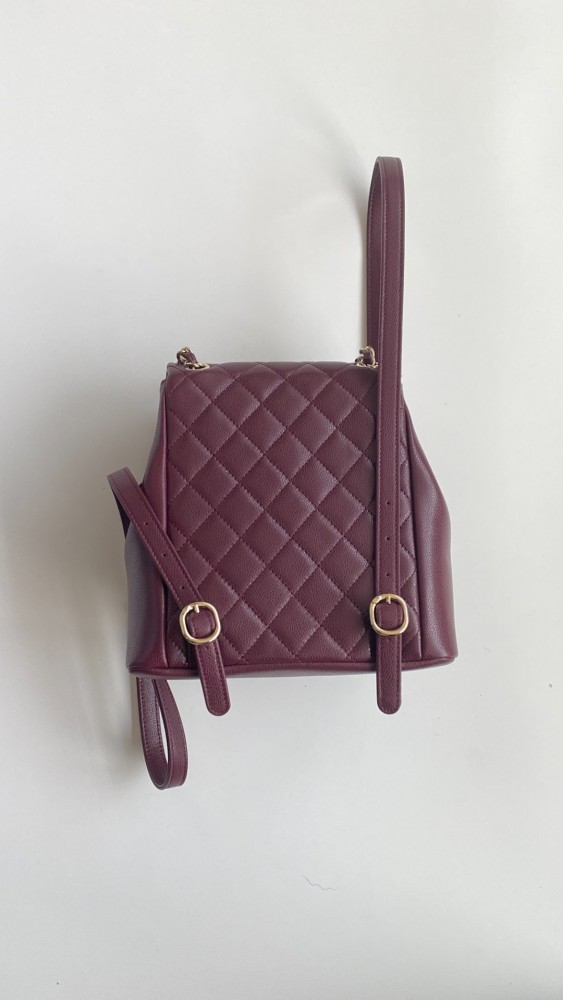 NIGO Chanel Women's Duma Bordeaux Red Leather Frog Large Backpack #nigo332640