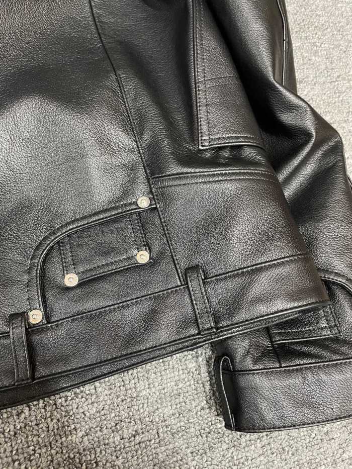 NIGO Balenciaga 25FW Cowhide Jacket Bew Double Zipper Ribbed Cuffs Leather Jacket Loose Version #nigo332836