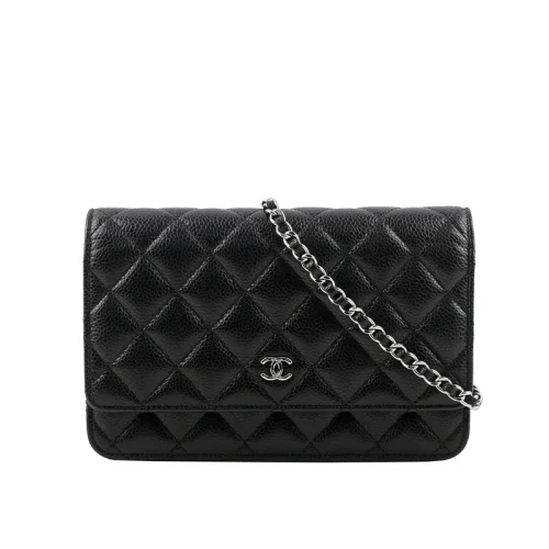 NIGO CHANEL Classic CC Logo Silver Buckle Lychee Leather Black #nigo332724
