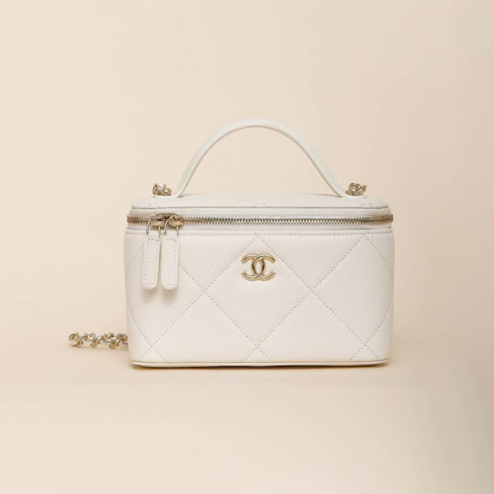 NIGO Chanel Long Vanity With Chain Grained Shiny Calfskin Gold Tone Metal Black #nigo332777