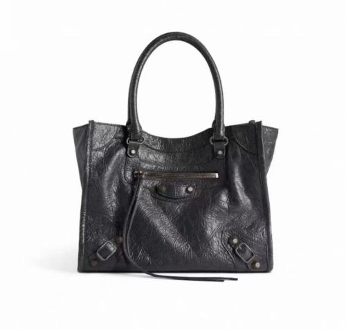 NIGO Balenciaga Le City Vertical Tote Bag Motorcycle Bag Cracked Old Retro Rivet Tassel Zipper Commuting Casual Bag #nigo332658