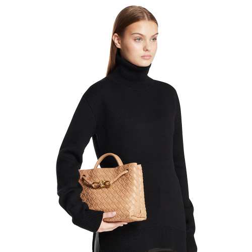 NIGO Bottega Veneta Andiamo Woven Design Leather Single Room Tote Women's Brown #nigo332699