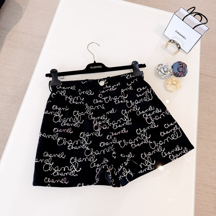 NIGO Chanel 25B Autumn And Winter Lapel Embroidered Wool AllOver Logo Belted Long Sleeved Jacket Casual Shorts Suit #nigo332731