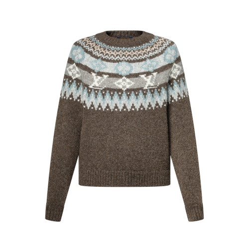NIGO Louis Vuitton Women's Fall/winter Fashion Casual Crewneck Pullover With Logo Classic Print Fair Isle Knit Sweater #nigo79564