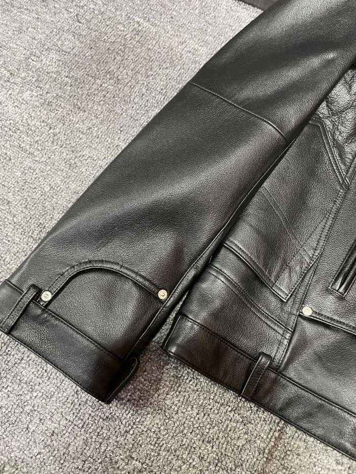 NIGO Balenciaga 25FW Cowhide Jacket Bew Double Zipper Ribbed Cuffs Leather Jacket Loose Version #nigo332836