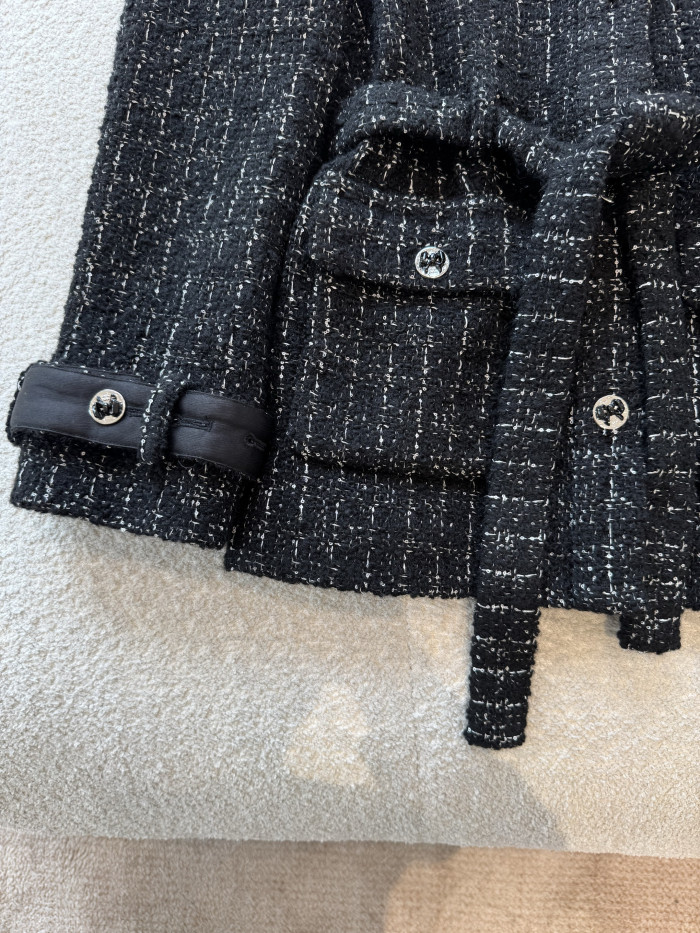 NIGO Chanel 25FW Women's Tunic Jacket Cashmere Tweed Thick Flower Stand Collar Mid Length Style #nigo332919
