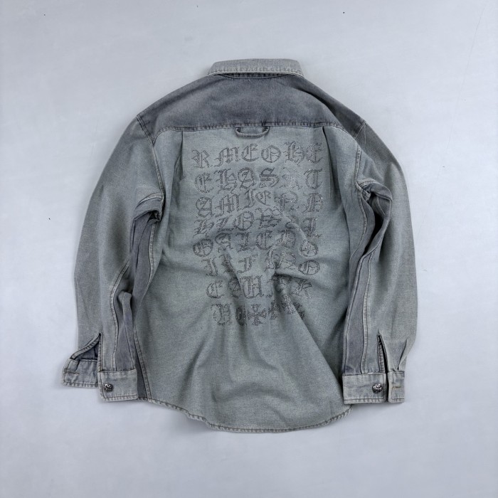 NIGO Chrome Hearts Logo Pattern Lapel Single Breasted Long Sleeve Denim Jacket #nigo332839