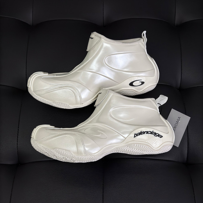 NIGO Balenciaga Basketball White Distressed Round Toe Zipper Basketball Shoes #nigo332802