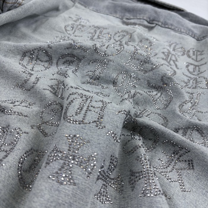 NIGO Chrome Hearts Logo Pattern Lapel Single Breasted Long Sleeve Denim Jacket #nigo332839