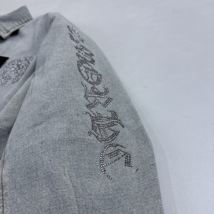NIGO Chrome Hearts Logo Pattern Lapel Single Breasted Long Sleeve Denim Jacket #nigo332839