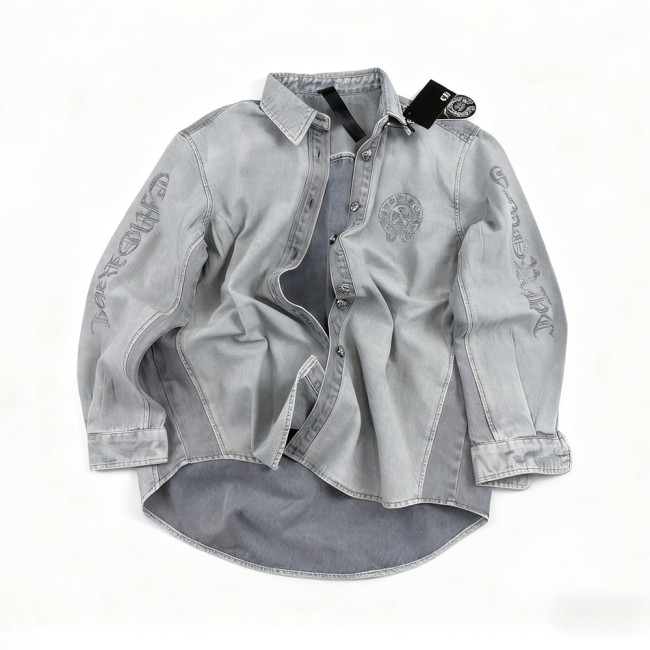 NIGO Chrome Hearts Logo Pattern Lapel Single Breasted Long Sleeve Denim Jacket #nigo332839